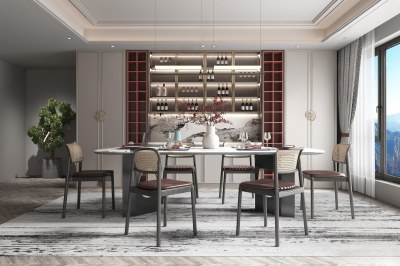 新中式餐厅3D模型下载